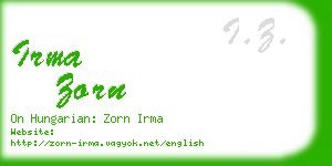 irma zorn business card